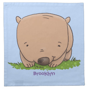 Cute baby wombat cartoon illustration cloth napkin