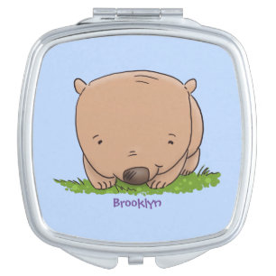 Cute baby wombat cartoon illustration compact mirror
