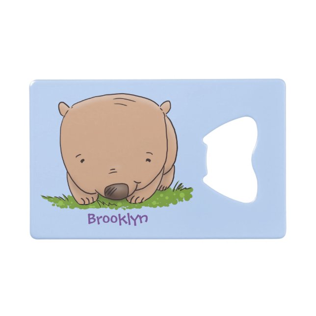 Cute baby wombat cartoon illustration credit card bottle opener (Front (Horizontal))