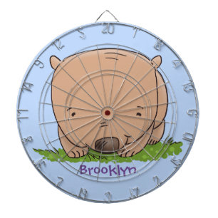 Cute baby wombat cartoon illustration dart board