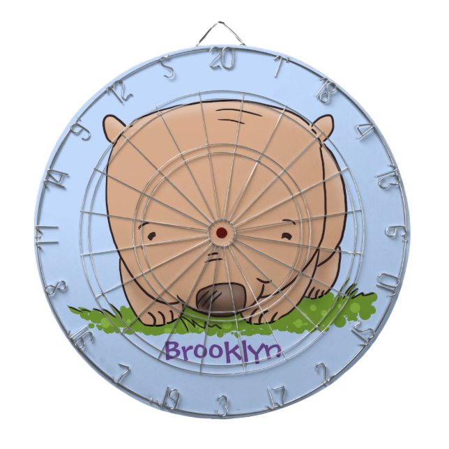 Cute baby wombat cartoon illustration dart board (Front)