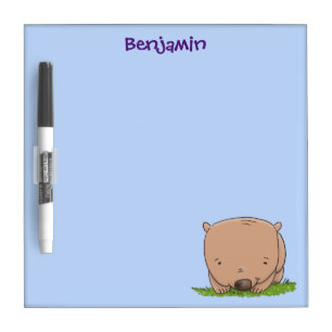 Cute baby wombat cartoon illustration dry erase board
