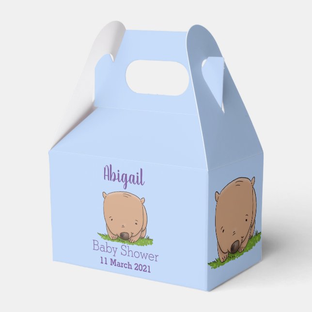 Cute baby wombat cartoon illustration favor boxes (Front Side)