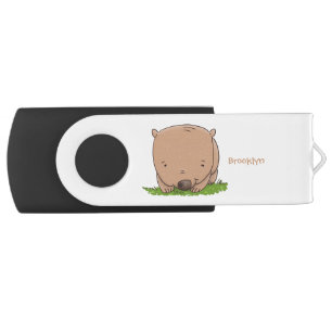 Cute baby wombat cartoon illustration flash drive