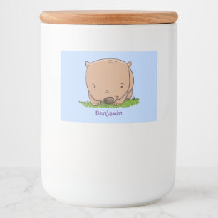 Cute baby wombat cartoon illustration food label
