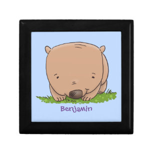 Cute baby wombat cartoon illustration gift box