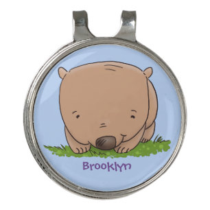 Cute baby wombat cartoon illustration golf hat clip
