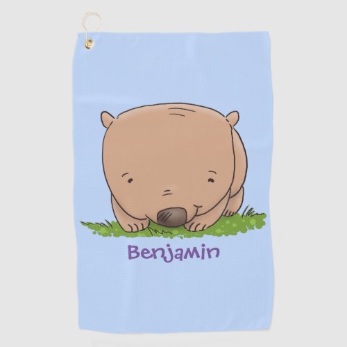 Cute baby wombat cartoon illustration  golf towel