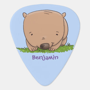 Cute baby wombat cartoon illustration guitar pick