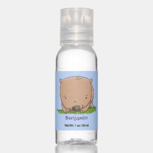 Cute baby wombat cartoon illustration hand sanitizer