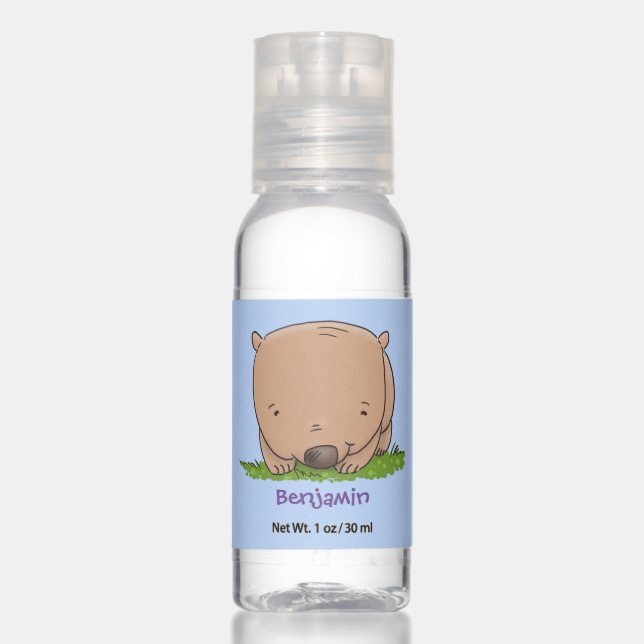 Cute baby wombat cartoon illustration hand sanitizer (Front)