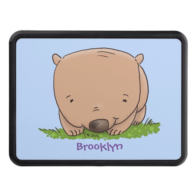 Cute baby wombat cartoon illustration hitch cover (Front)