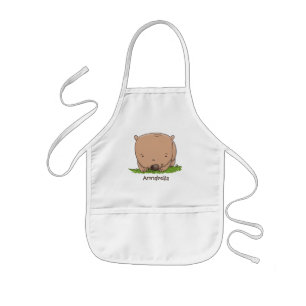 Cute baby wombat cartoon illustration kids' apron