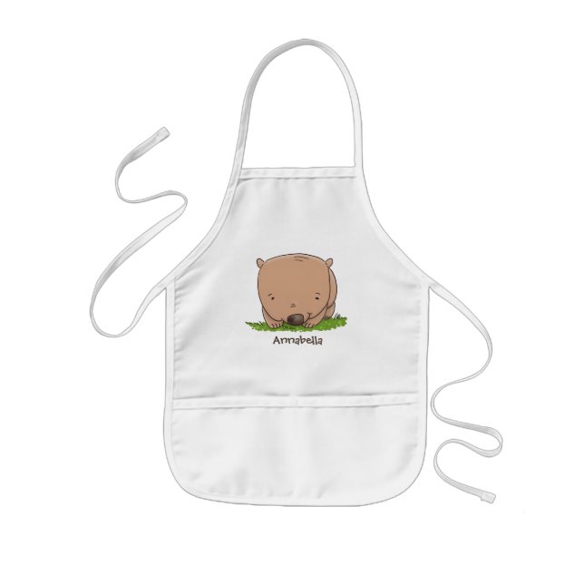 Cute baby wombat cartoon illustration kids' apron (Front)