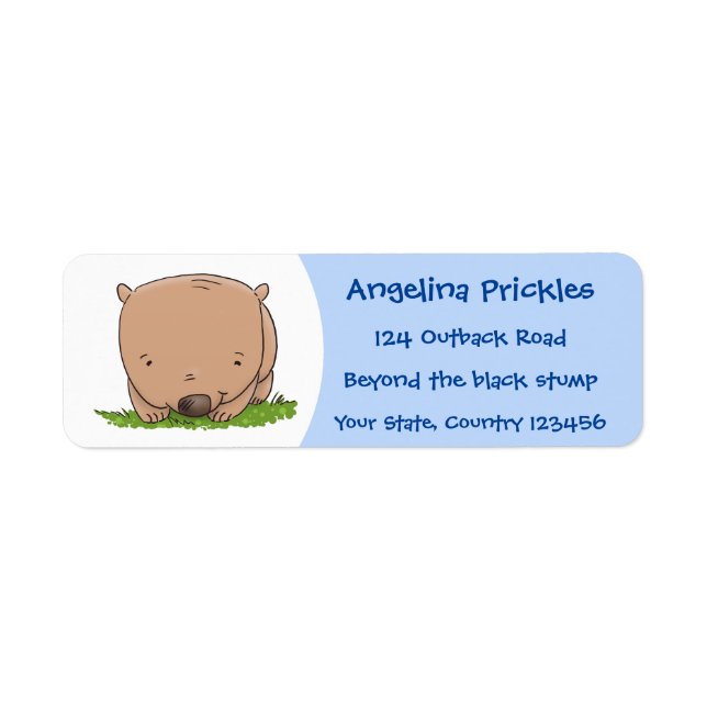 Cute baby wombat cartoon illustration label (Front)