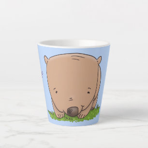 Cute baby wombat cartoon illustration latte mug
