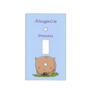 Cute baby wombat cartoon illustration  light switch cover