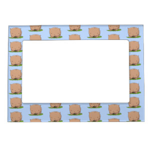 Cute baby wombat cartoon illustration magnetic frame