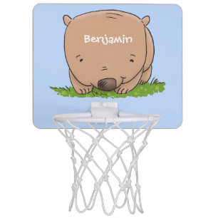 Cute baby wombat cartoon illustration mini basketball hoop