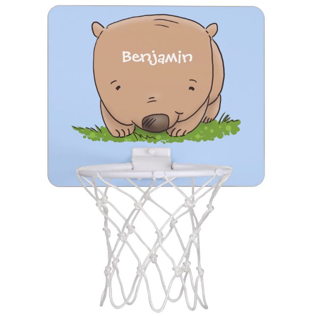 Cute baby wombat cartoon illustration mini basketball hoop (Front)