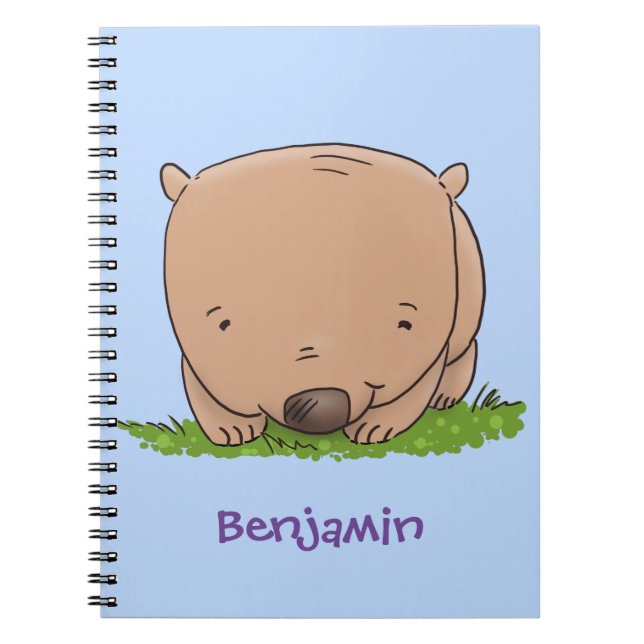 Cute baby wombat cartoon illustration notebook (Front)