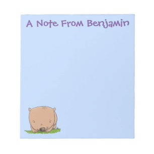 Cute baby wombat cartoon illustration notepad
