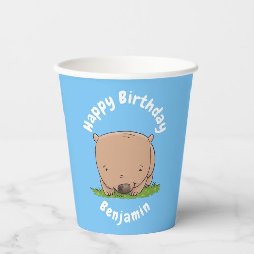 Cute baby wombat cartoon illustration paper cups