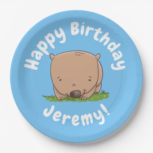 Cute baby wombat cartoon illustration paper plates