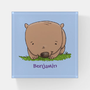 Cute baby wombat cartoon illustration paperweight