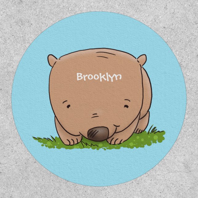 Cute baby wombat cartoon illustration patch (Front)