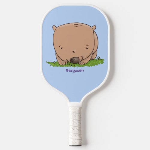 Cute baby wombat cartoon illustration pickleball paddle