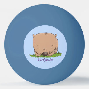 Cute baby wombat cartoon illustration ping pong ball