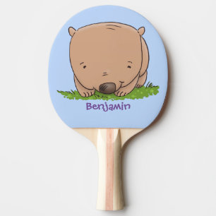 Cute baby wombat cartoon illustration ping pong paddle