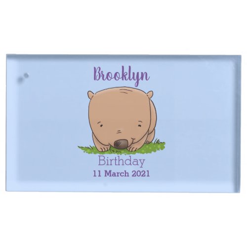 Cute baby wombat cartoon illustration place card holder
