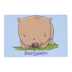 Cute baby wombat cartoon illustration placemat