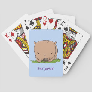 Cute baby wombat cartoon illustration poker cards