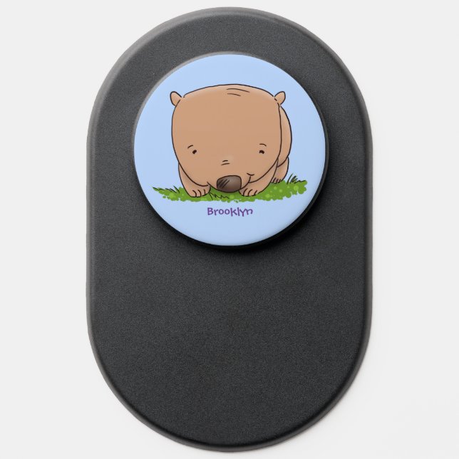 Cute baby wombat cartoon illustration PopSocket (Popsocket)