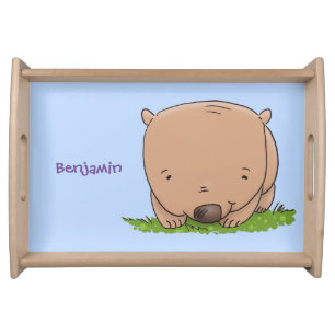 Cute baby wombat cartoon illustration serving tray