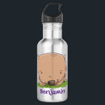 Cute baby wombat cartoon illustration stainless steel water bottle<br><div class="desc">This cute baby wombat in adorable cartoon illustration style. Aussie wildlife fun!</div>