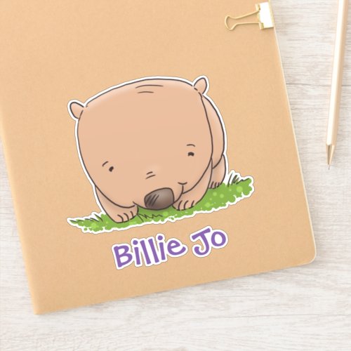 Cute baby wombat cartoon illustration sticker