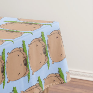 Cute baby wombat cartoon illustration tablecloth