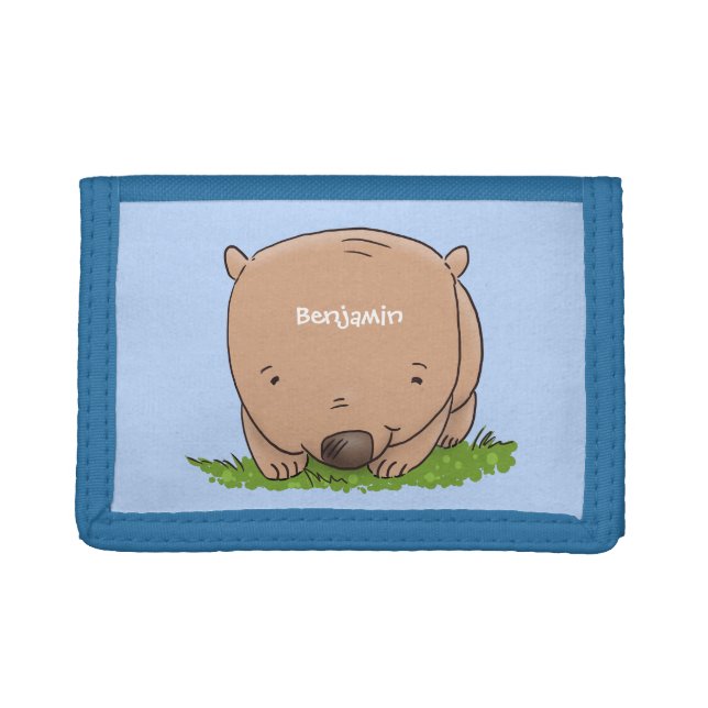 Cute baby wombat cartoon illustration trifold wallet (Front)