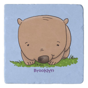 Cute baby wombat cartoon illustration trivet