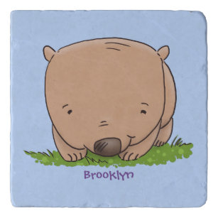 Cute baby wombat cartoon illustration trivet