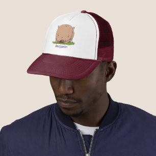 Cute baby wombat cartoon illustration trucker hat