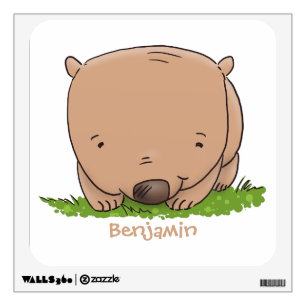 Cute baby wombat cartoon illustration wall decal