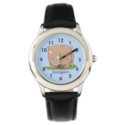 Cute baby wombat cartoon illustration watch