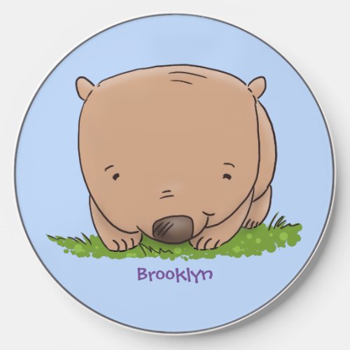 Cute baby wombat cartoon illustration wireless charger 