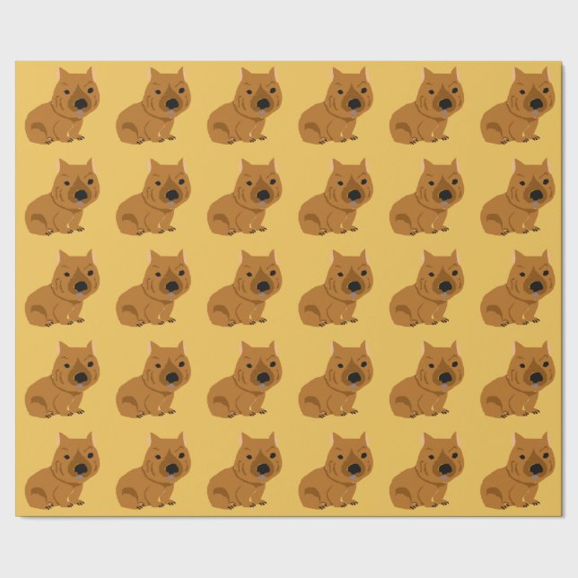 Cute Baby Wombat Design Wrapping Paper (Seam)