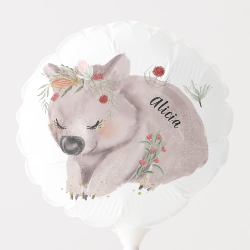 Cute Baby Wombat Gold Speckle Custom Balloon